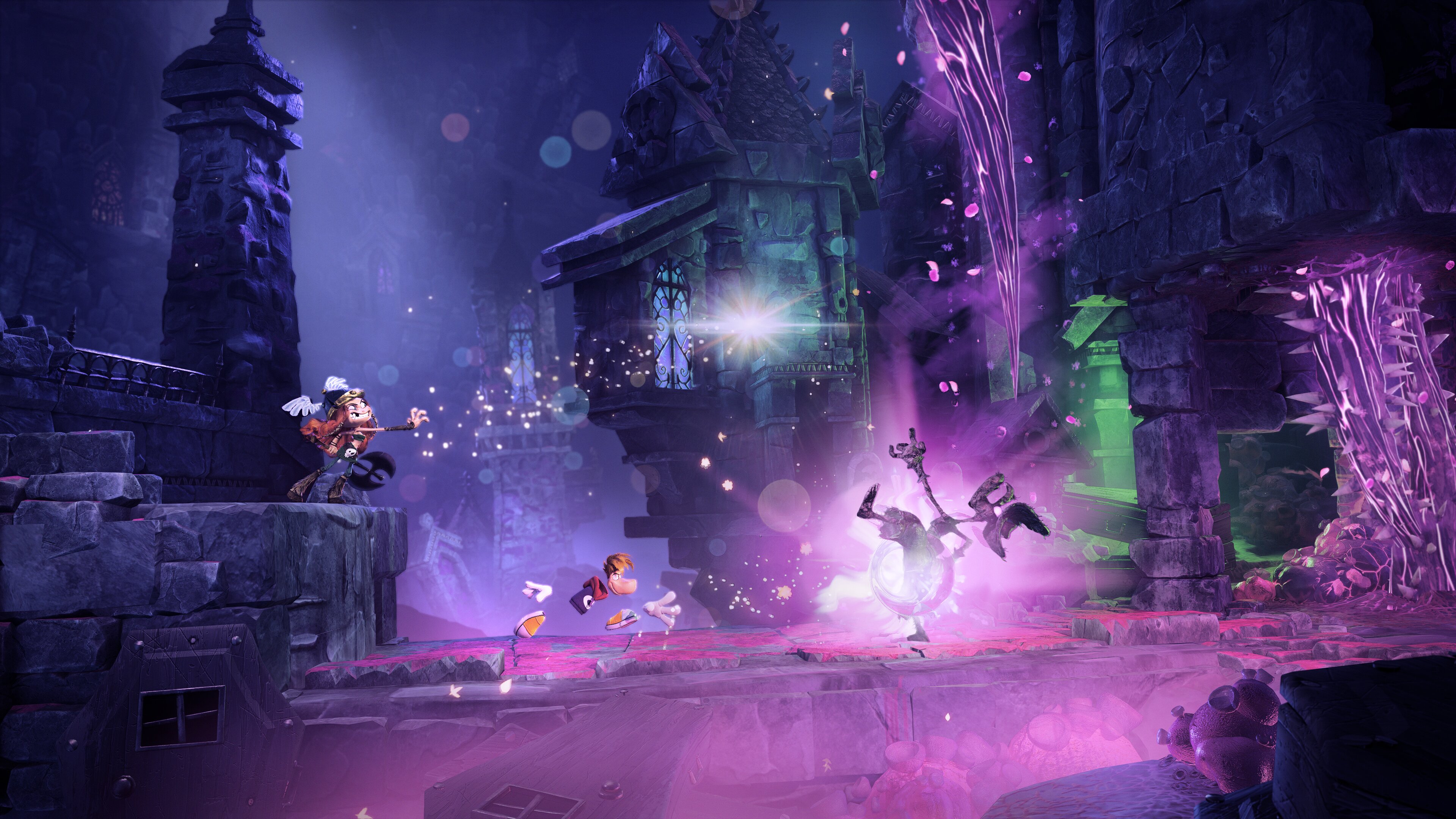 A screenshot from a spooky level in Rayman Legends Retold.