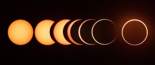 The entire sequence of the 2019 annular solar eclipse from start to finish. This sequence shows the beginning of the eclipse and continues all the way until the ring of fire is formed.