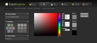 Use ColorExplorer to create palettes and then export them to software like Photoshop
