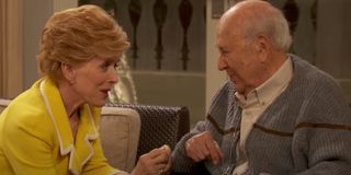 Holland Taylor as Evelyn Harper and Carl Reiner as Marty Pepper on Two and a Half Men (2014)