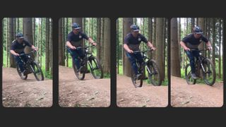 Sequence of photos showing someone riding a bike on a pump track