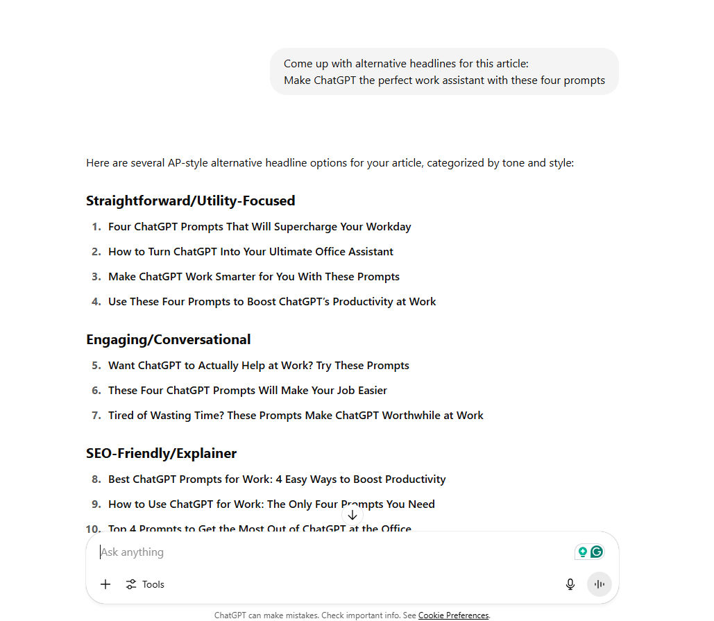 ChatGPT screenshot