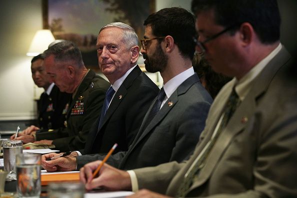 Secretary of Defense Jim Mattis meets with South Korean Defense Minister Song Young-Moo at the Pentagon.