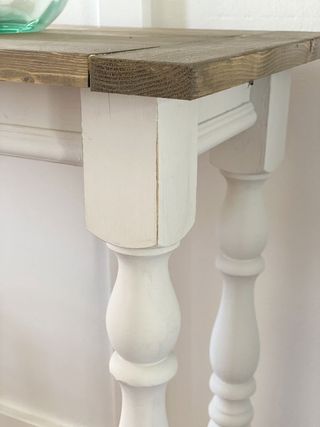 Waxed and painted corner of hallway console table
