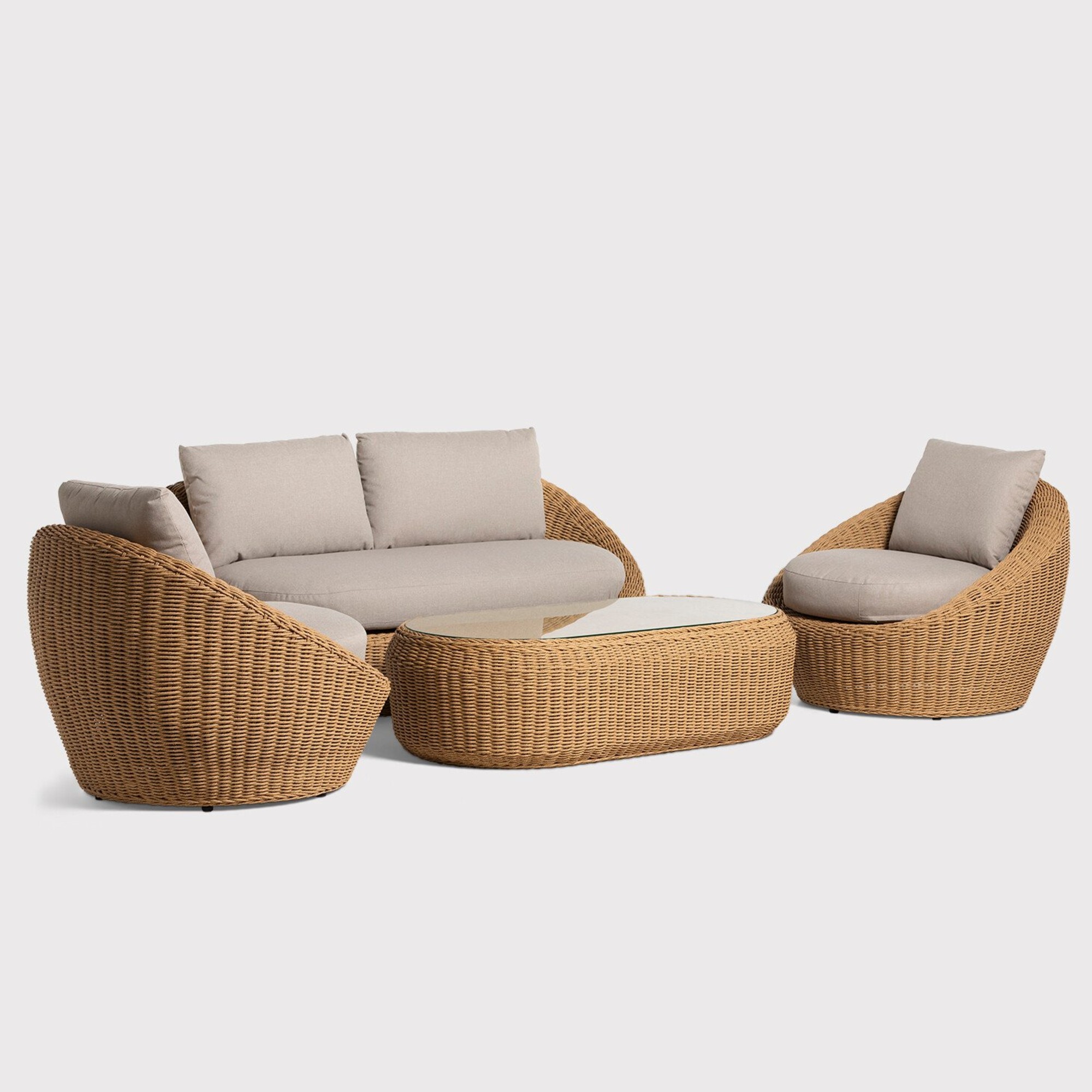 Barker and Stonehouse Bali Natural Wicker Garden Sofa Set, Seats 4