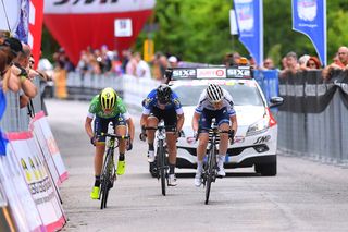 The final sprint on the second stage of the Giro Rosa