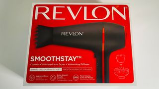 The Revlon SmoothStay Coconut-Oil Infused Hair Dryer box