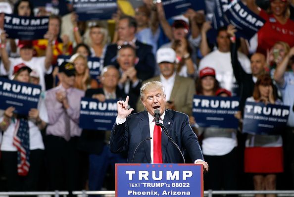 Donald Trump at a rally in Phoenix Saturday.