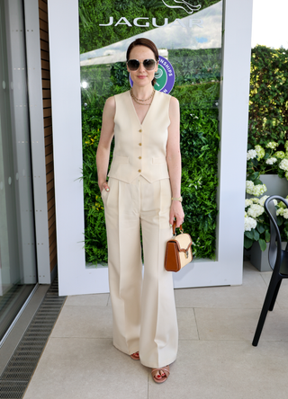 Michelle Dockery attends the Jaguar suite during The Championships at Wimbledon on July 3, 2022 in London, England