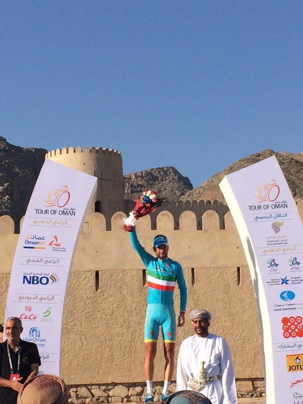 Vincenzo Nibali atop the podium