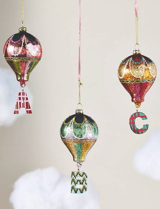 Monogram hot air balloon Christmas tree ornament from Anthropologie.