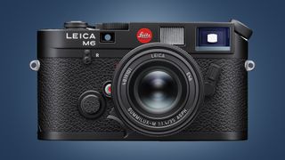 The Leica M6 camera on a blue background