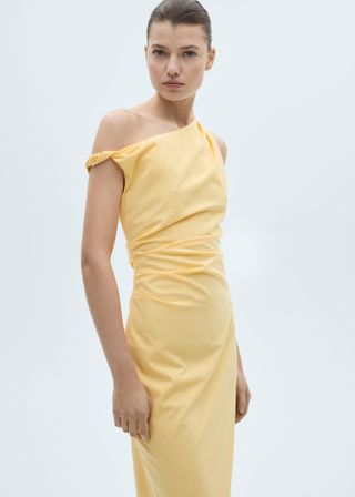 Draped Asymmetrical Midi-Dress - Women | Mango United Kingdom