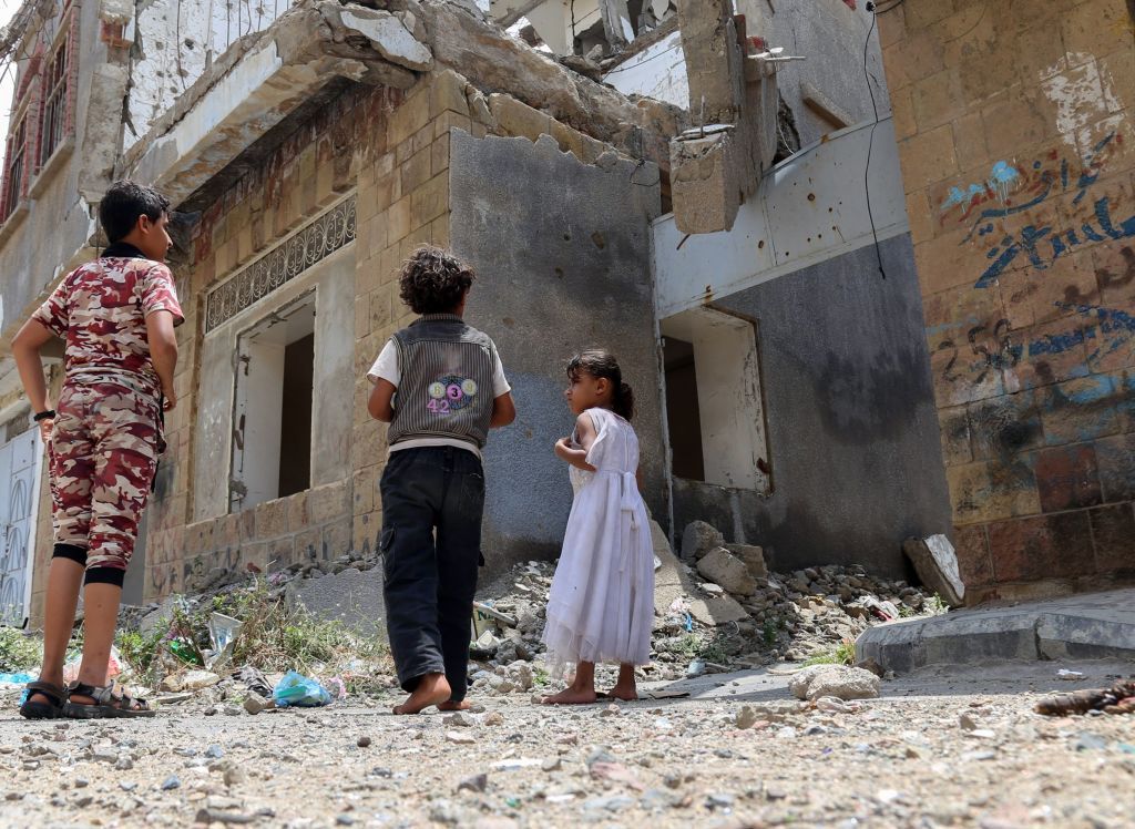 Displaced Yemeni children.