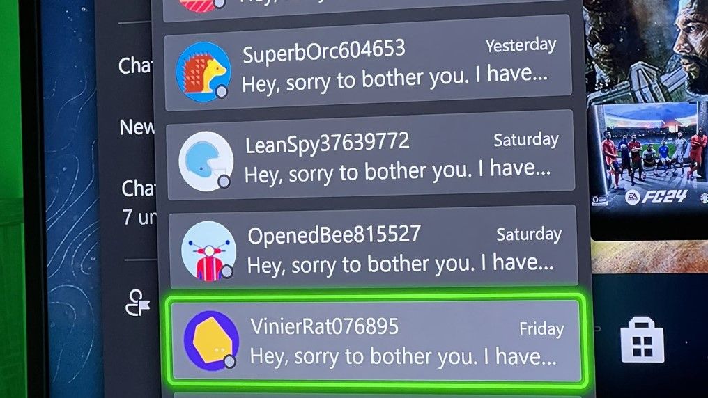 Xbox Live spam messages