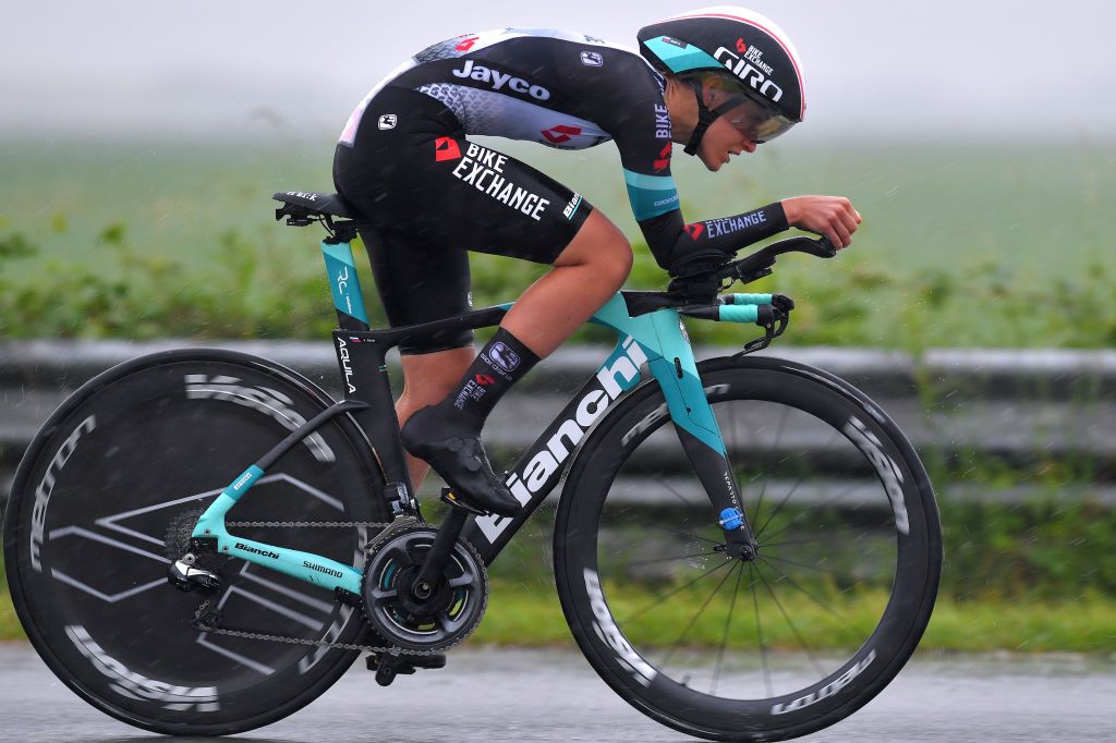 CHIMAY BELGIUM JUNE 22 Urska Zigart of Slovenia and Team Bikeexchange during the 9th Lotto Belgium Tour 2021 Prologue a 44km Individual Time Trial stage from Chimay to Chimay ITT LottoBelgTour LottoBelgiumTour on June 22 2021 in Chimay Belgium Photo by Luc ClaessenGetty Images