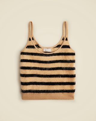 Brushed Cashmere Cropped Camisole Sweater in Stripe