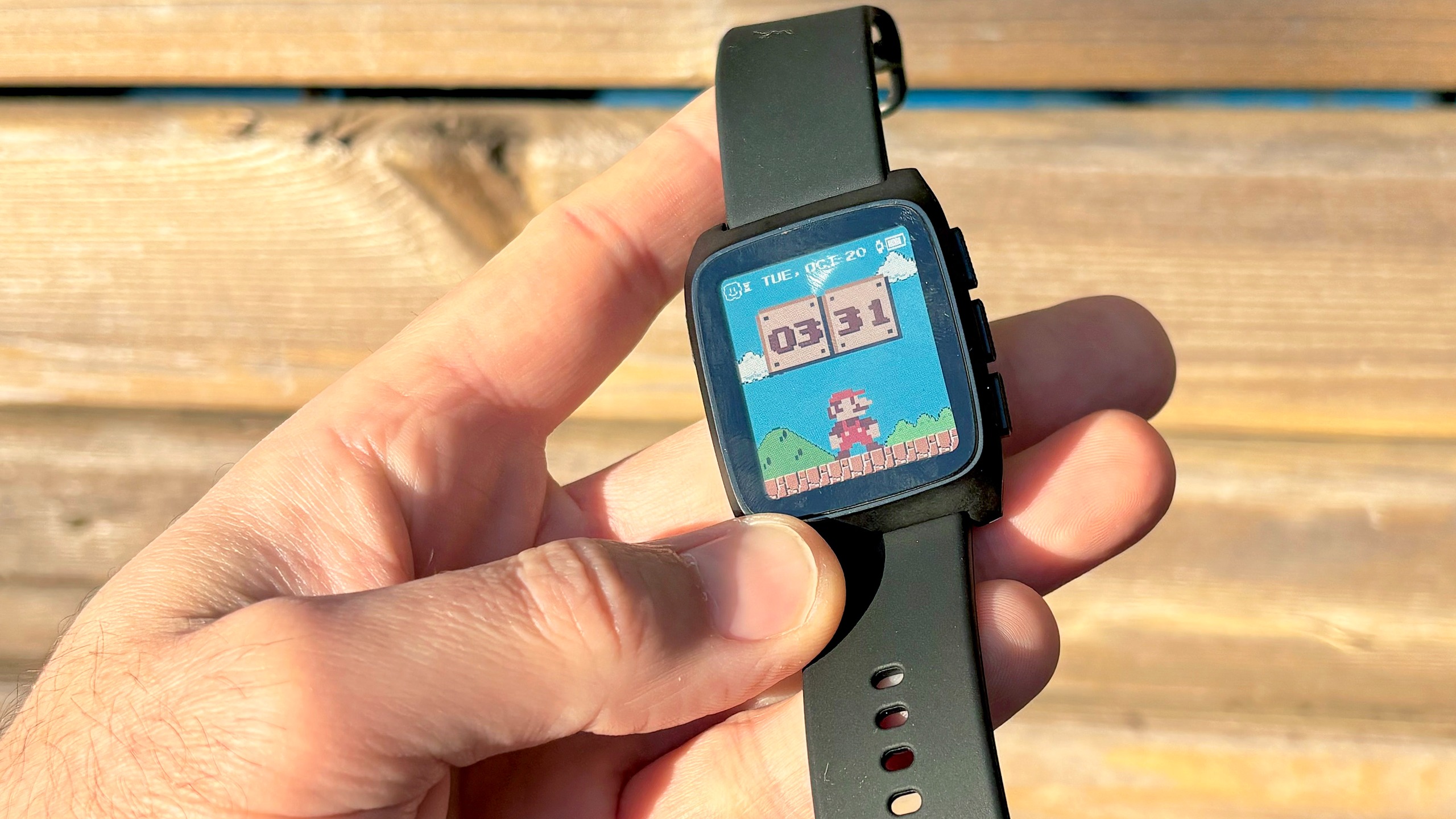 Close-up of the Pebble Time 2 smartwatch