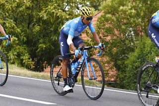 A banged-up Nairo Quintana in the peloton on stage 12