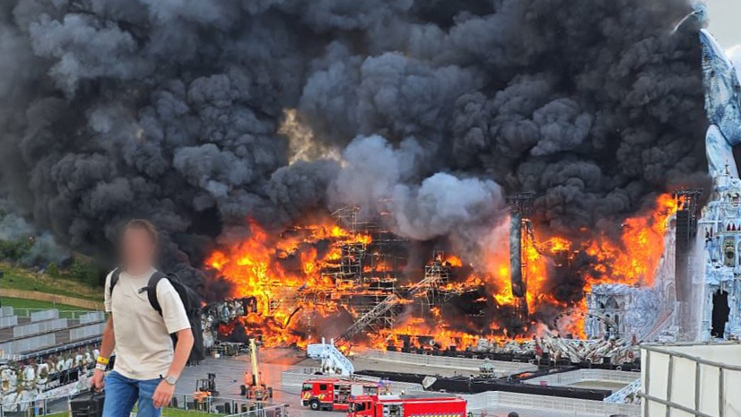 a fire at the festival site of the Tomorrowland electronic music festival, Wednesday 16 July 2025