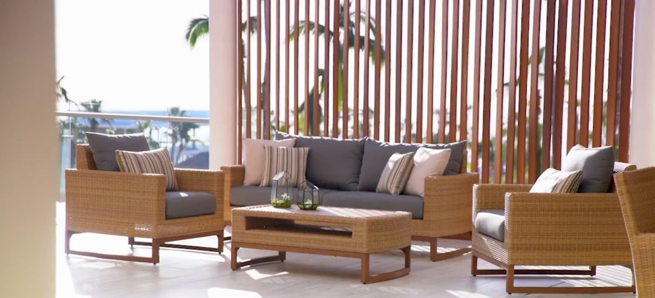 Target outdoor furniture in a covered patio space