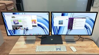MacBook Air 15-inch M3 connected to two monitors