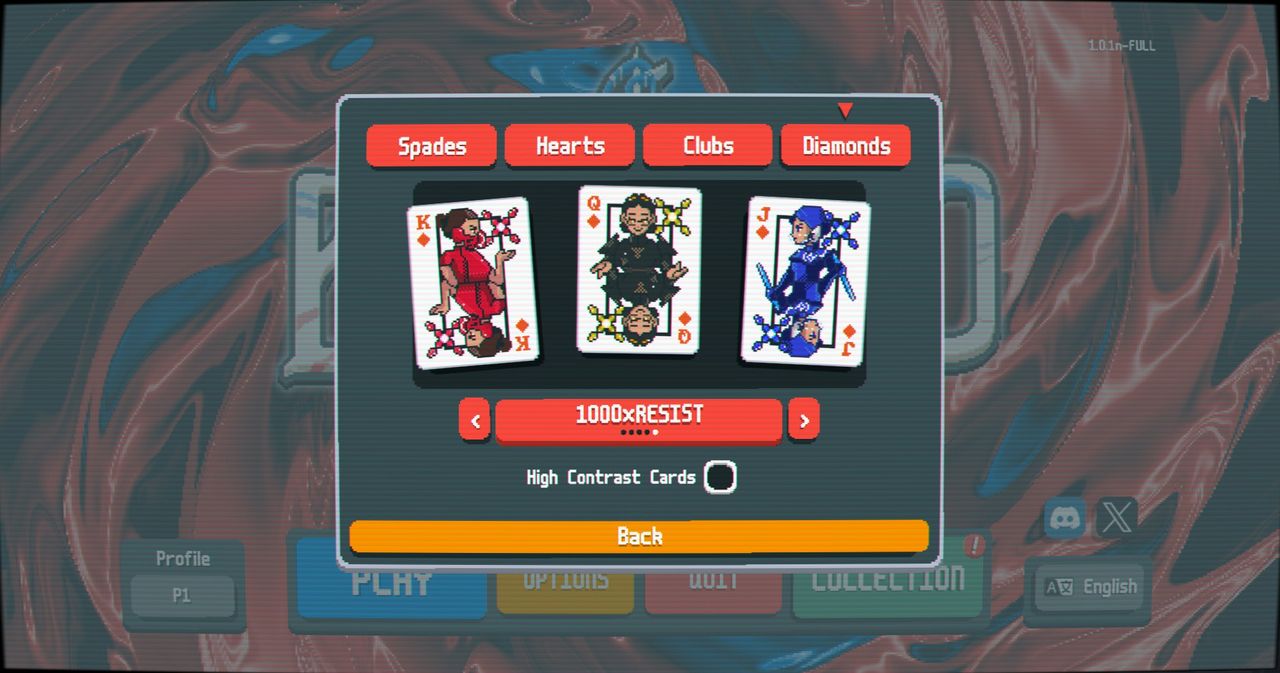 A series of screenshots showing the new card skins for Balatro's newest update.
