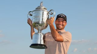 Xander Schauffele with PGA Championship trophy GettyImages-2153740981