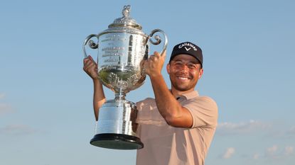 Xander Schauffele with PGA Championship trophy GettyImages-2153740981