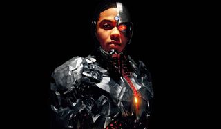 Justice League Cyborg solo portrait against a black background