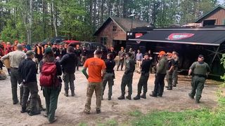 A photo shared to Facebook by Baxter State Park shows rescue crews gathering in the search for missing Tim and Esther Keiderling