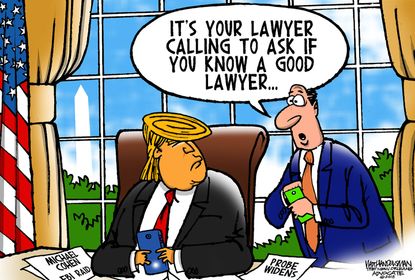 Political cartoon U.S. Trump Michael Cohen raid FBI Russia investigation
