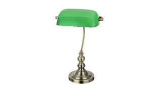 Glass and Brass Bankers Desk Lamp