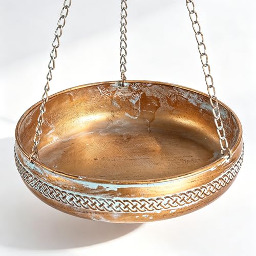 10 Inch Iron Hanging Bird Bath Outdoor Yard Bird Bath, Metal Bird Feeder