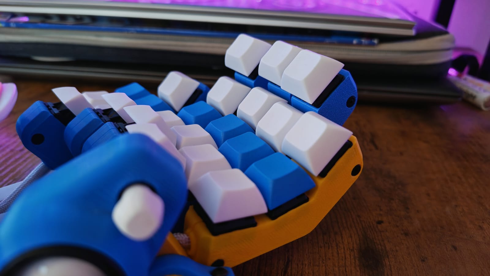 Cherry blue switches on an Azeron Keyzen