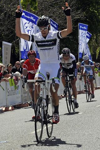 Logan Hutchins of Colourplus wins the stage