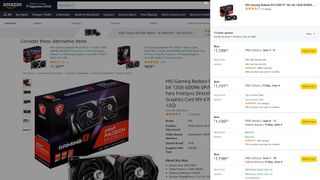 Amazon listing of MSI RX 6700 XT graphics cards