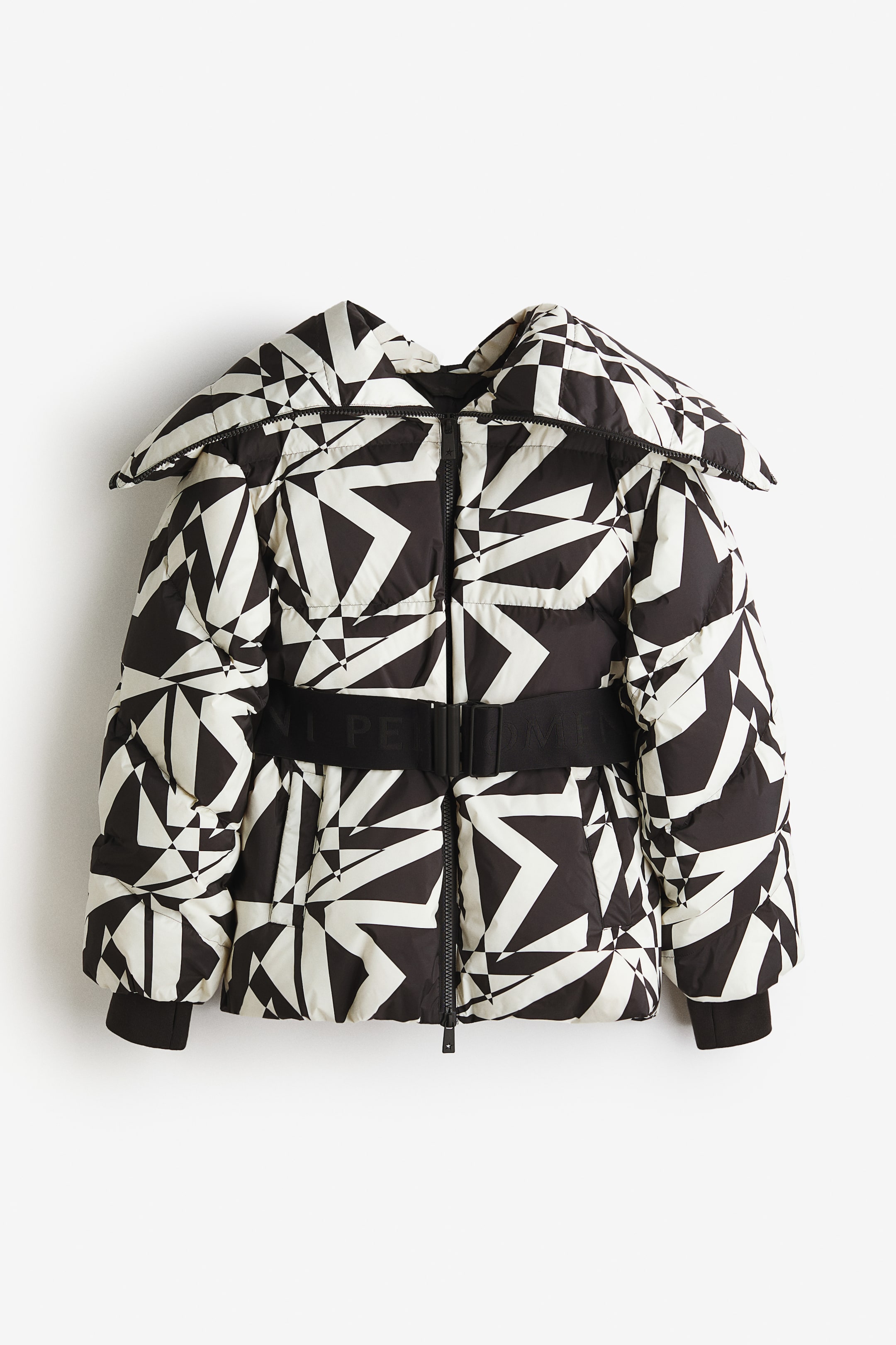 Water-Repellent Down Jacket - Black/cream