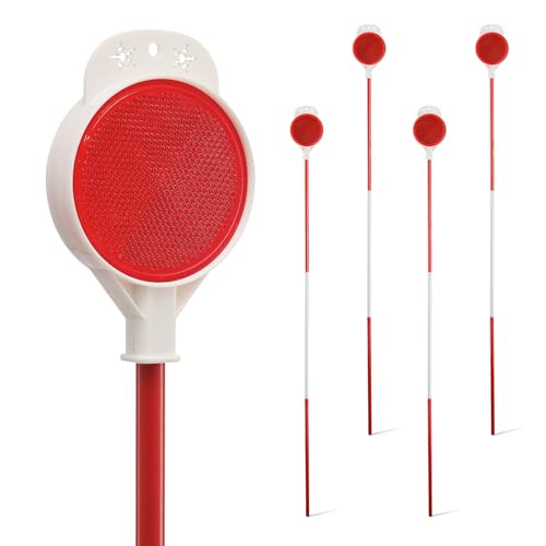 Driveway Markers, Double Sided Reflective Driveway Markers Highly Visible, 48 Inch Metal Snow Stake for Snow Plowing Markers, Parking Lots, Walkways, Yard Mailbox (4 Pack)