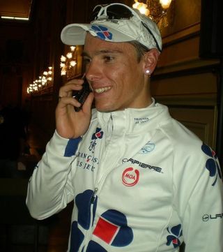 Gibert is happy to share his joy on the phone after winning Paris-Tours