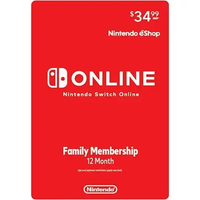 Nintendo Switch Online 12 month family membership, 12 months