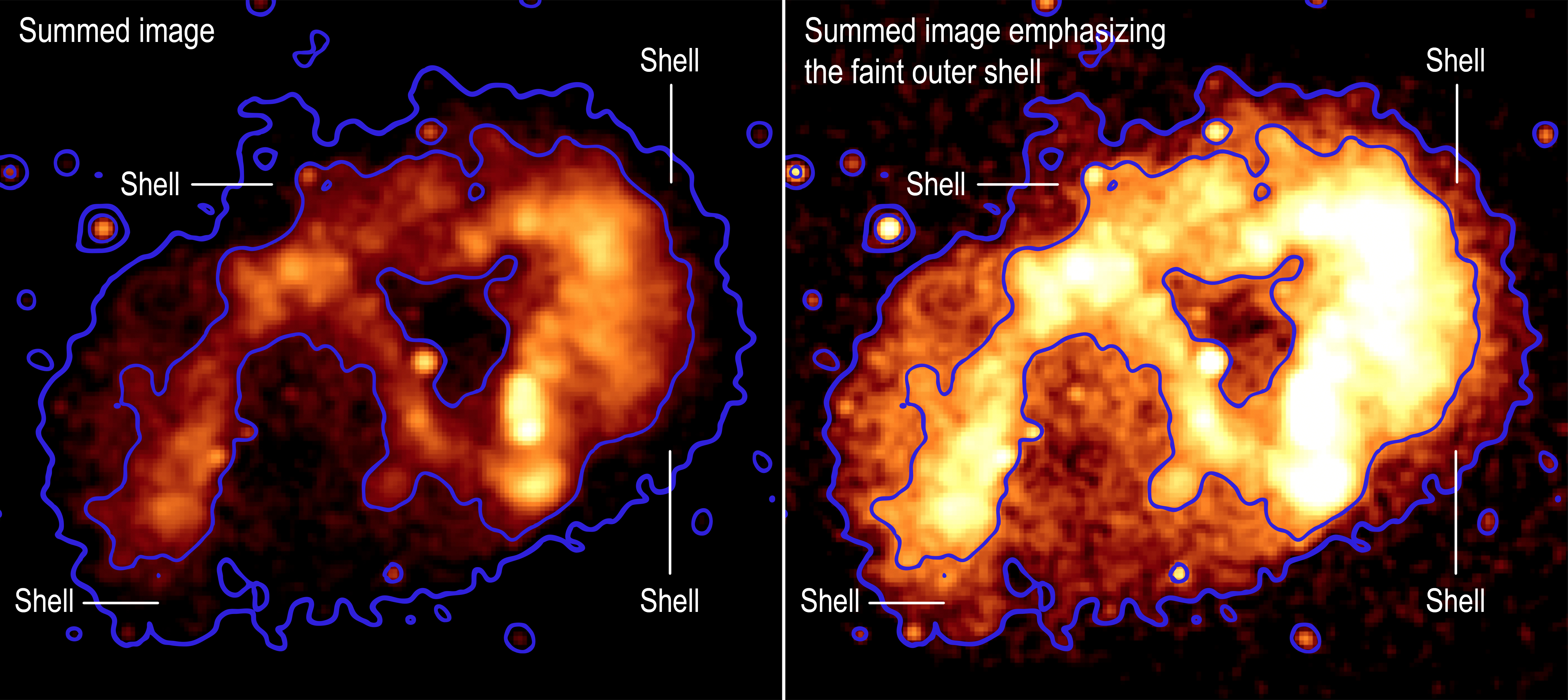 side by side images of stellar explosions