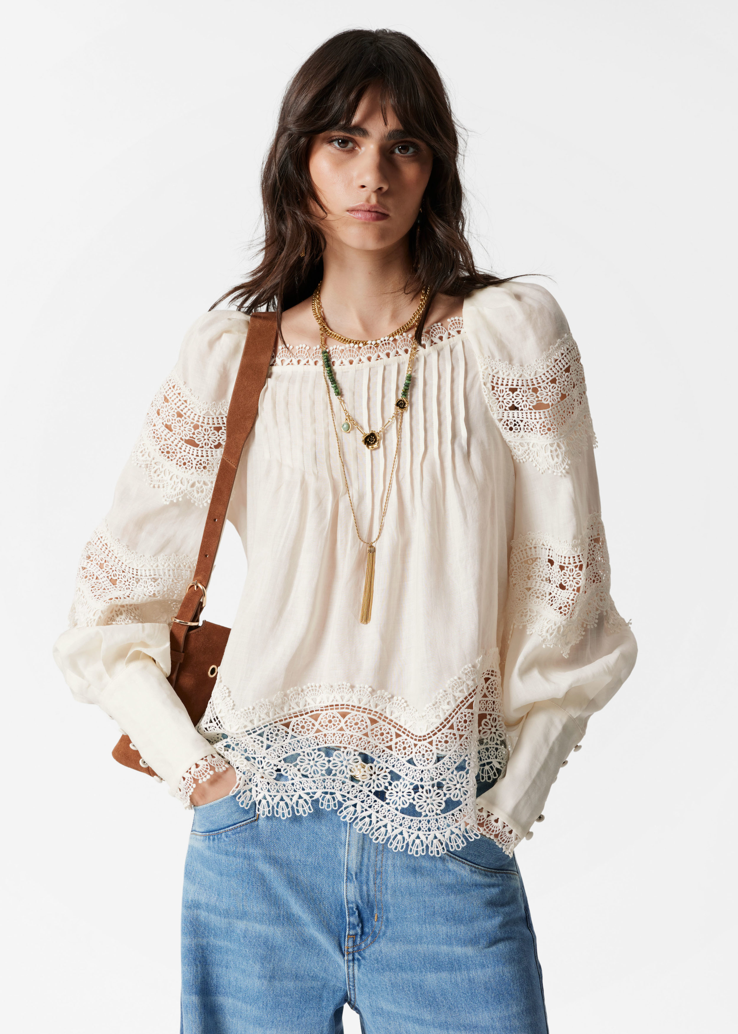 Lace-Trimmed Blouse