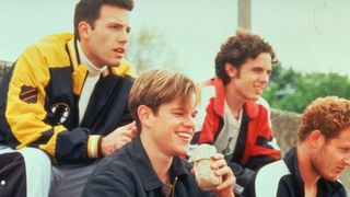 (l to r): Ben Affleck, Matt Damon, Casey Affleck and Cole Hauser in Good Will Hunting