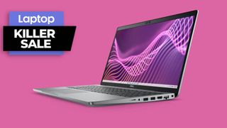 Dell Latitude 5540 laptop against a pink background