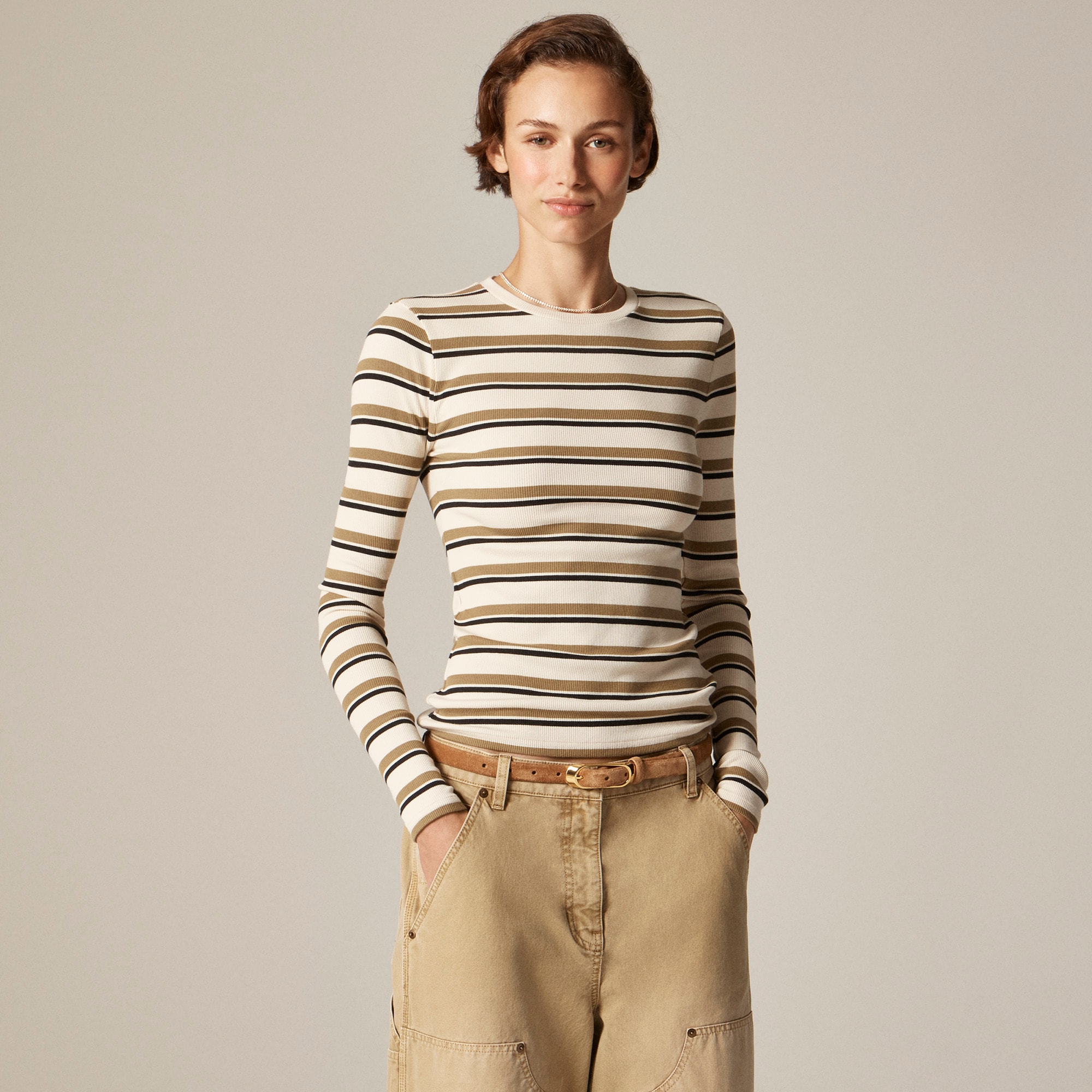 Perfect Rib Long-Sleeve T-Shirt in Stripe
