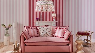 cath kidston pink sofa and cushions