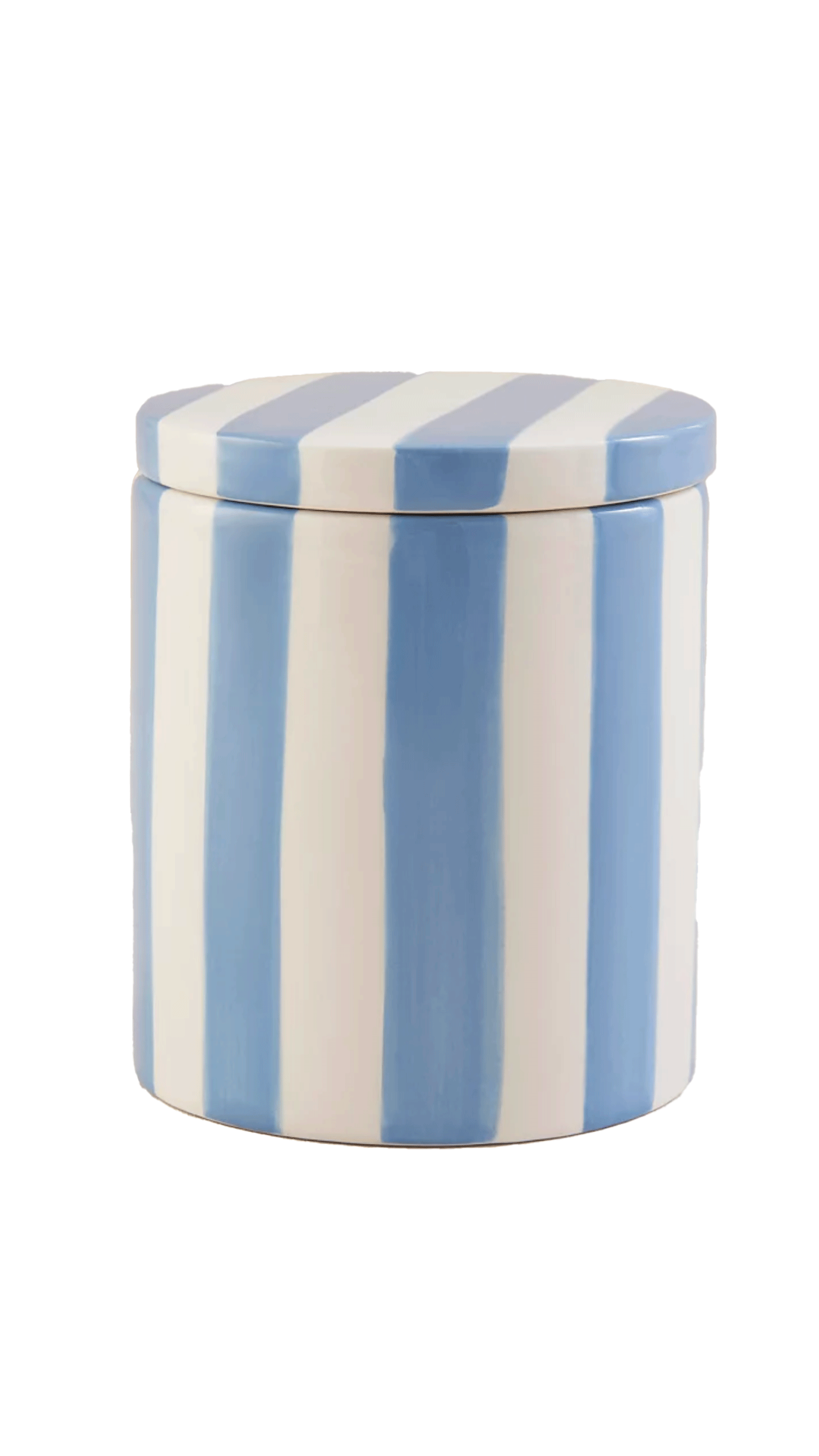 Blue Striped Lidded Pot