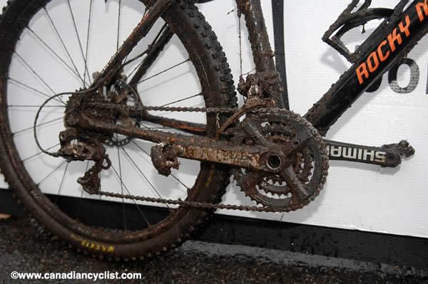 Marie-Helene Premont's bike was a little muddy after the race.