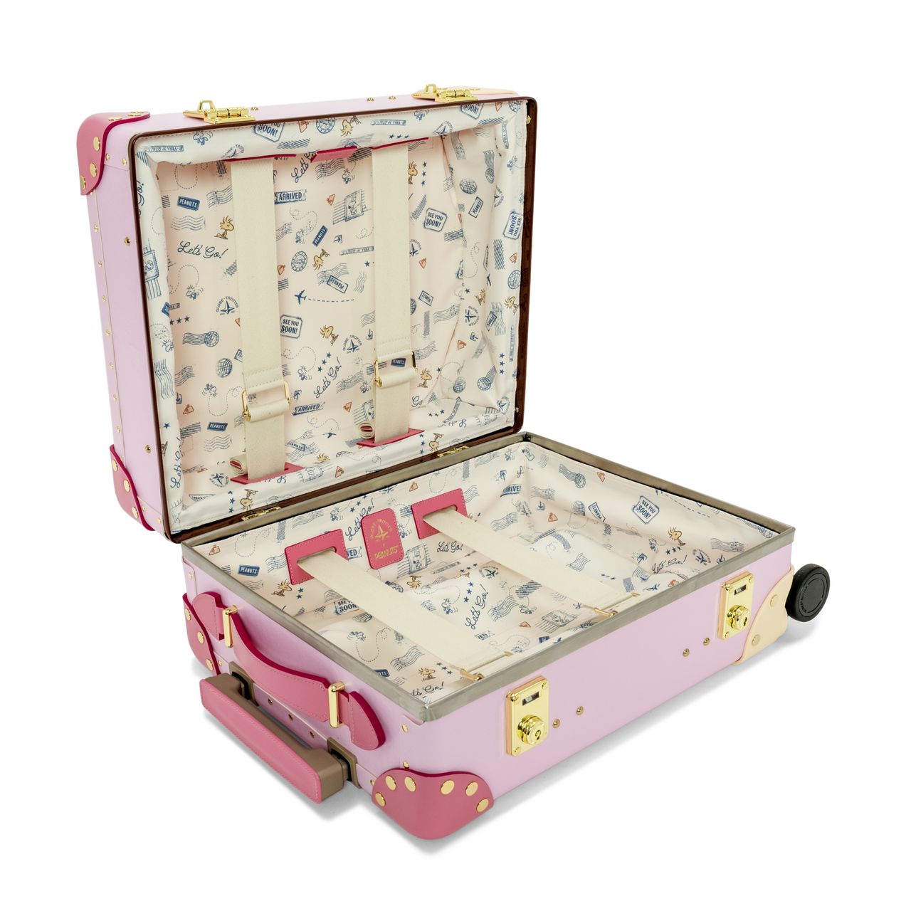 Open suitcase on a white background